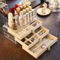 Acrylic Velvet Three-Layer Jewelry Storage Box - Beige - Large