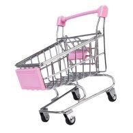 Mini Shopping Cart Supermarket Handcart Trolley Pink 12 X 8.5 X 11cm