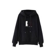 Ladies Long Sleeve Hoodies Casual Hooded Tops Pullover Black XXL