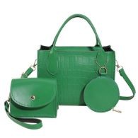 3 Pieces/set Bag Women's New Fashion Texture Large Capacity Shoulder Bag Handbag Green